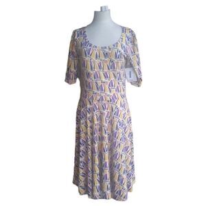 LULAROE "Nicole" Printed Dress - Size Medium